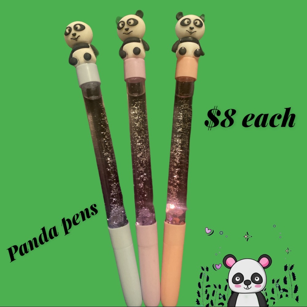 Panda Glitter Liquid Filled Pens
